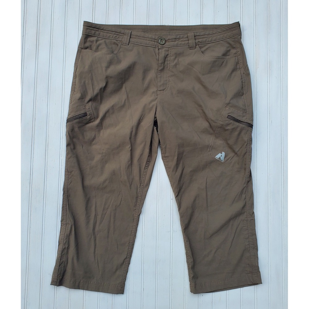 Eddie Bauer First Ascent Guide Pro Capris Womens 14 Brown Hiking Pants Stretch